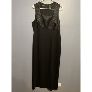 Liz Claiborne Night Dress Womens 12 Black Long Gown Sleeveless Formal